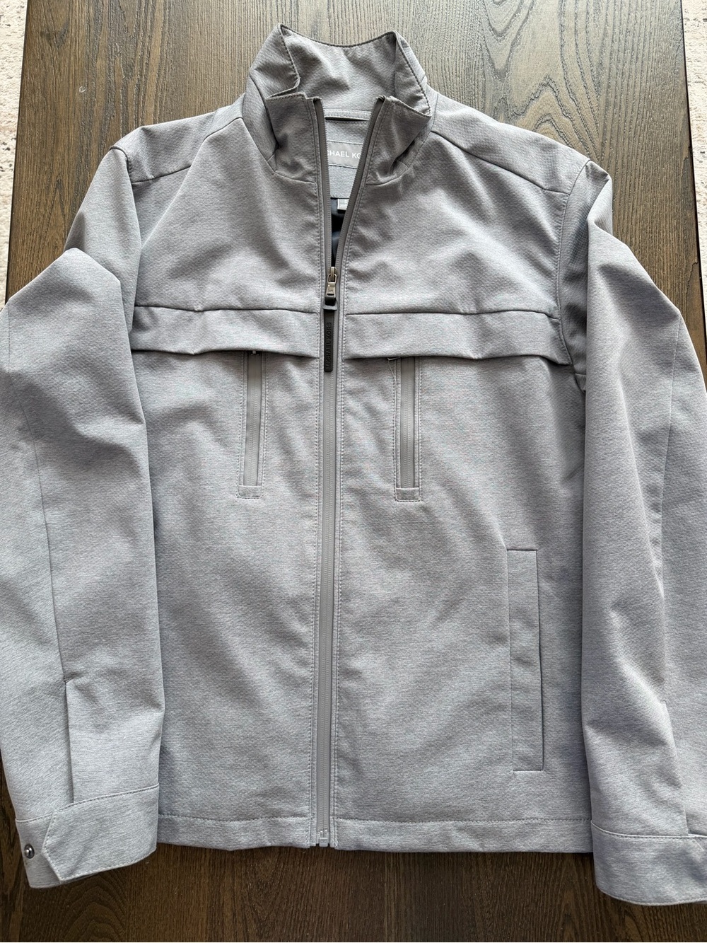 Michael Kors Men's Light Gray Zip-Front Shirt Jacket